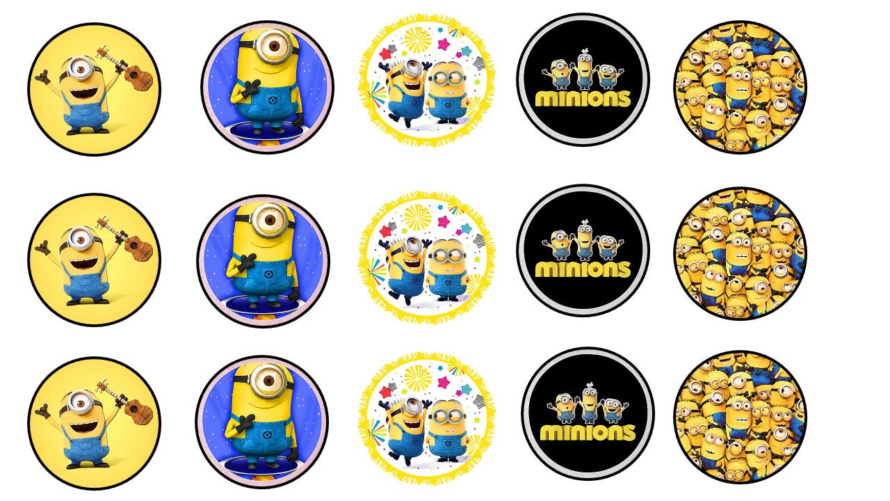 15x-pre-cut-minion-cupcake-topper-etsy-israel
