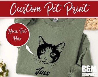 Sudadera con retrato de mascota personalizado, regalo personalizado para mamá perruna, camiseta con cara de mascota, cuello redondo unisex, ropa para amantes de las mascotas, ropa para dueños de perros