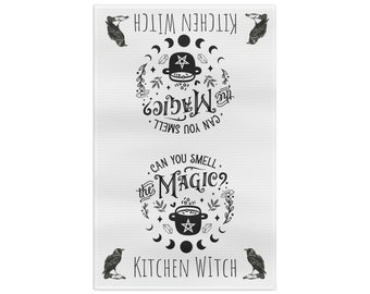 Kitchen Witch and Magic Tea Towel | Wicca gift| Witchy gift| sarcastic funny kitchen towel | Cool Gift |