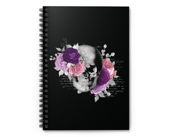 Skulls & Roses Spiral Notebook - Ruled Line- Victorian-Paranormal-Whimsigoth