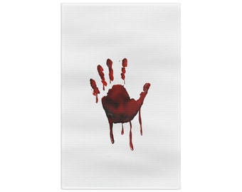 Bloody Handprint Tea Towel- Crime lover gift- Halloween tea towel- Halloween gift- Murder Show gift- Crime show lover gift- Dexter Fan gift