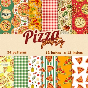 Pizza digital paper, Pizza birthday kit, Pizza party decoration, DIY Pizza party, Pizza party papers,Digital papers, Pizza party banner