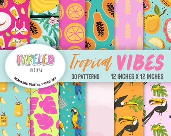 Summer Digital Paper, Tropical Paper, Fruits Digital Paper, Tropical Digital Paper, Floral Tropical, Hello Summer Digital Paper, Summer