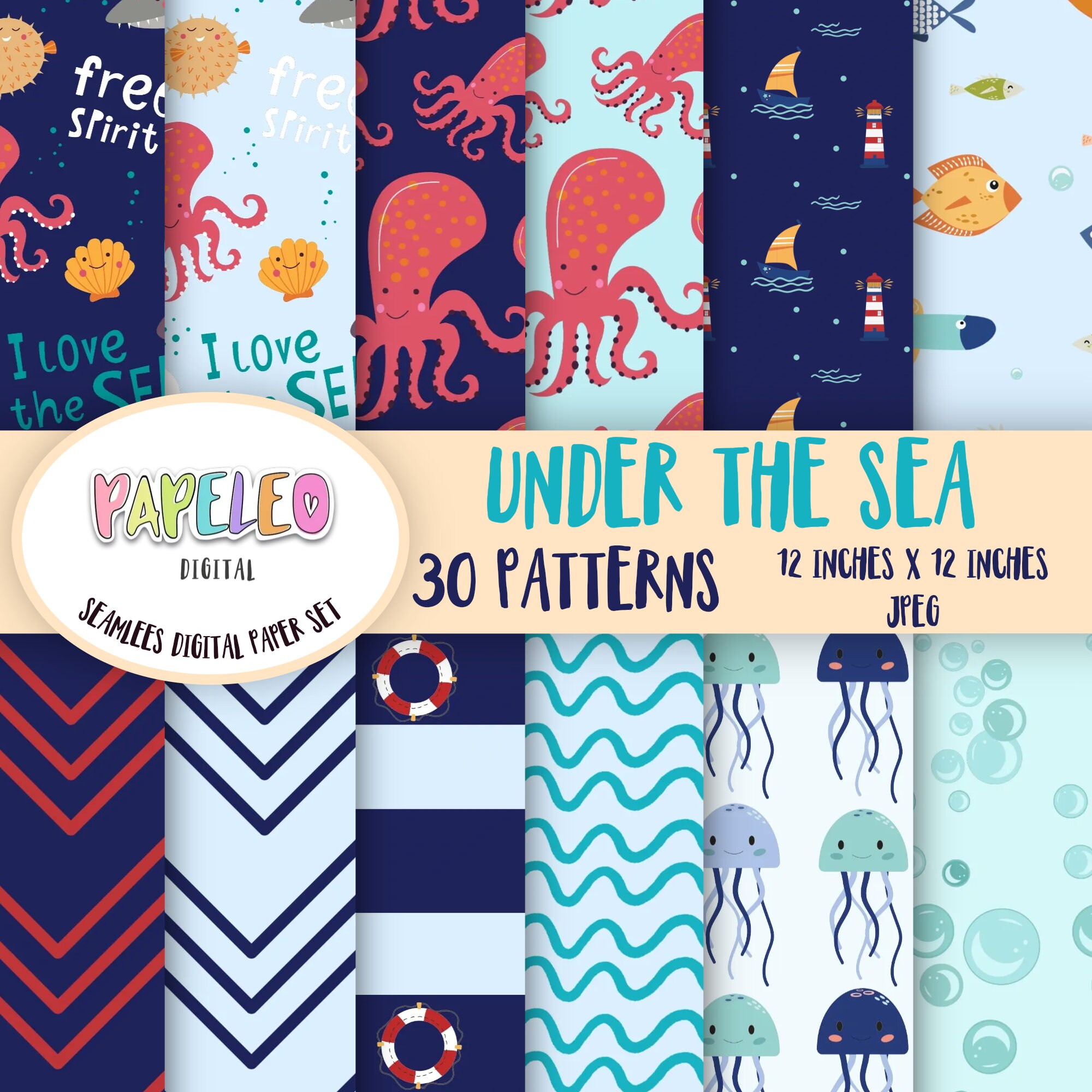 Under the Sea Party, Sea Animals Digital Paper, Under the Sea Digital ...