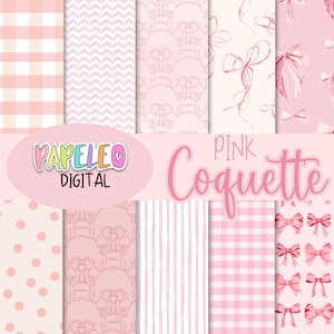 Coquette Paper, Bridgerton Pink Bow, Pink Bow Digital Paper, Minimalist Ribbon Pink, Pink Bow, Coquette Bow, Digital Paper, Cute Pink, P