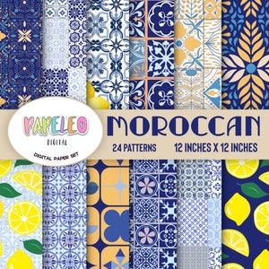 Positano zomer, Italiaans geïnspireerd, Marokkaans digitaal papier, Boho Marokkaans, Marokkaanse texturen, Marokkaanse mozaïekachtergronden, Marokkaanse tegels