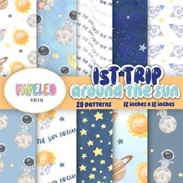 Digital Paper, Space Boy Birthday Party, Galaxy Party Template, Space Birthday, Astronaut Outer Space, First Trip Around the Sun,Space Party