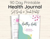 2023 Daily Habit Tracker Printable PDF Planner | Goal Setting 90 Day Wellness Journal | Canva Health Planner Template | Instant Download