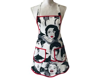 Schürze im Retro-Stil mit Hollywood-Flair | Küchenschürze Vintage, Handgefertigte Retro Schürze | Geschenk für Frauen