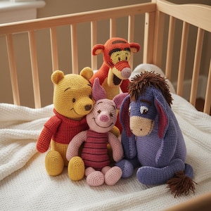 Amigurumi Winnie the Pooh Crochet Pattern: Piglet, Eeyore, Tigger (PDF Pattern)