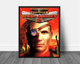 Arte de caja de Alerta Roja 2 mejorado, arte de portada de Alerta Roja, arte de videojuegos, regalo para gamers, arte de videojuegos, impresión de gamers, decoración de pared gamer