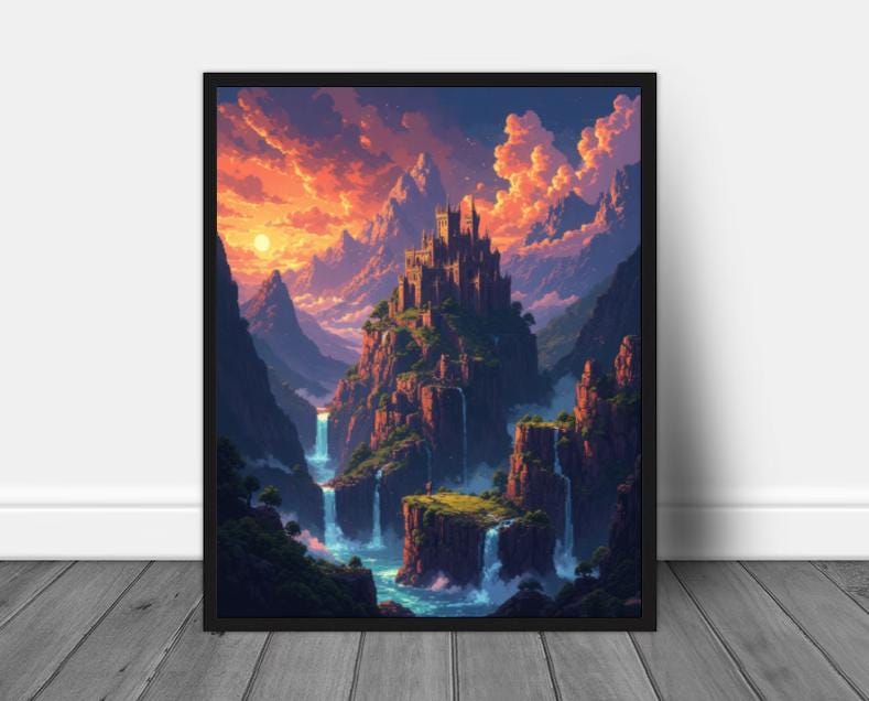 Pixel Valley haut de gamme, Pixel Art, affiche Pixel, cadeau d'impression Pixel Valley, décoration vallée, impression Pixel