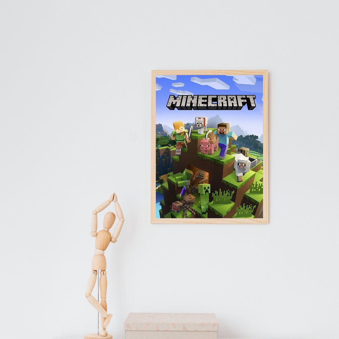 Minecraft Box Art UPSCALED, Minecraft Cover Art, Game Art, Gamer Gift ...