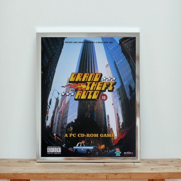 Grand Theft Auto Box Art UPSCALED, GTA 1 Cover Art, Gamer Gift, Video Game art, Gamer Print, Gamer Wall Decor