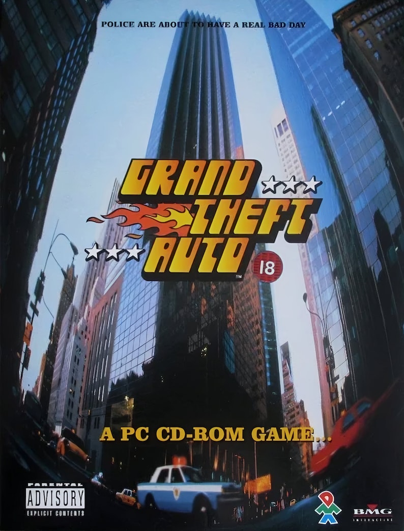 Grand Theft Auto Box Art UPSCALED, GTA 1 Cover Art, Gamer Gift, Video
