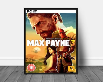 Max Payne 3 Box Art UPSCALED, Max Payne 3 Cover Art, Game Art, Gamer Gift, Video Game art, Gamer Print