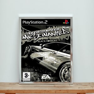 May include: PlayStation 2 video game case cover art for Need for Speed Most Wanted Black Edition. The cover features a black and white image of a car with the game title in a graffiti style font.