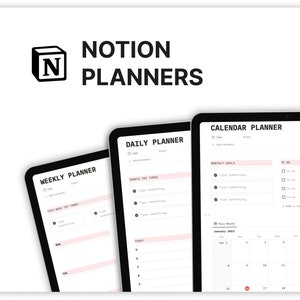 Notion Template | DAILY, WEEKLY, MONTHLY Planner | Minimal Planner | Notion Editable Template | Notion Organizer | Digital Planer
