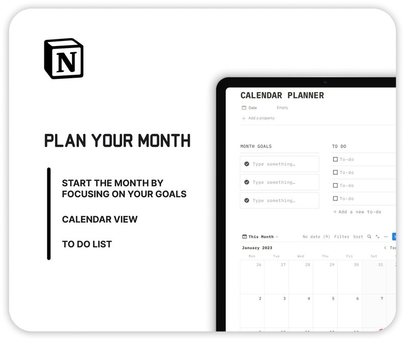 Notion Template | DAILY, WEEKLY, MONTHLY Planner | Minimal Planner ...