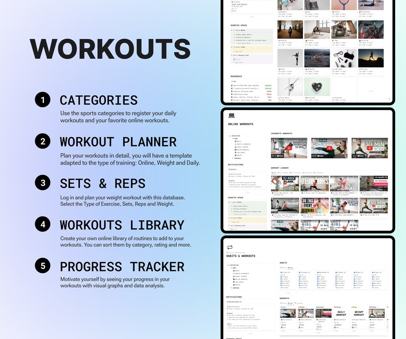 Notion Template Fitness Planner | Notion Workout Template Notion ...