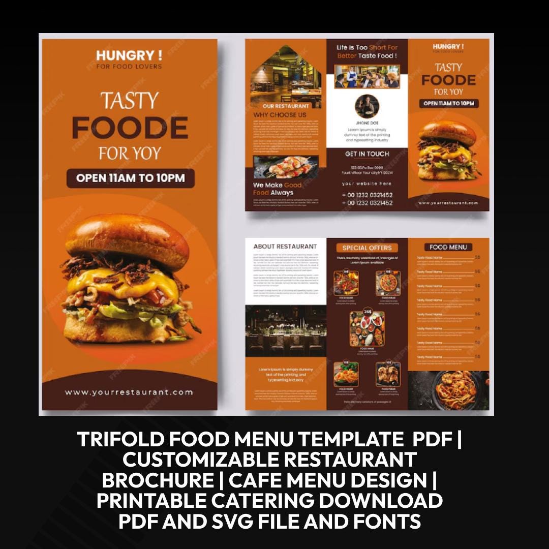 Trifold Food Menu Template Editable PDF | Customizable Restaurant ...