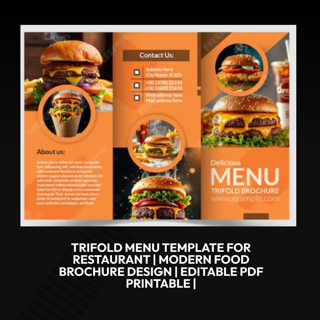 Trifold Food Menu Template Editable PDF | Customizable Restaurant ...