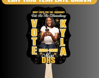 DIY Homecoming Fans, Editable Canva Frame for Grad Fans Drag & Drop, Homecoming Fan in Cricut, Voting Fans, Homecoming  Paddle Fan Template
