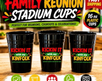 Family Reunion Cups, Custom Kinfolk Party Cups, Black Family Reunion Favor Cups, Cookout Stadium Cups 2026