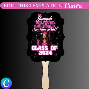 Editable Graduation Fan Template: Class of 2024 (Canva Frame)