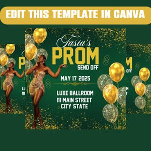 Prom Invitation, Prom Send Off Flyer, Prom Invitation Flyer, Prom 2025, Prom Party Invite, Editable Template in Canva