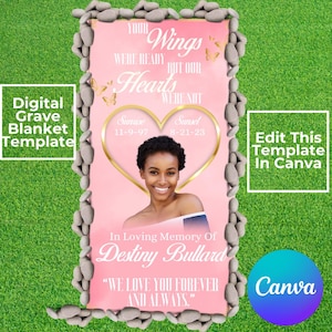 Memorial Grave Blanket Template: Custom Canva Cover (Digital Download)
