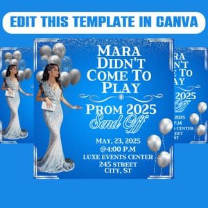Prom Invitation, Prom Send Off Flyer, Prom Invitation Flyer, Prom 2025, Prom Party Invite, Editable Template in Canva