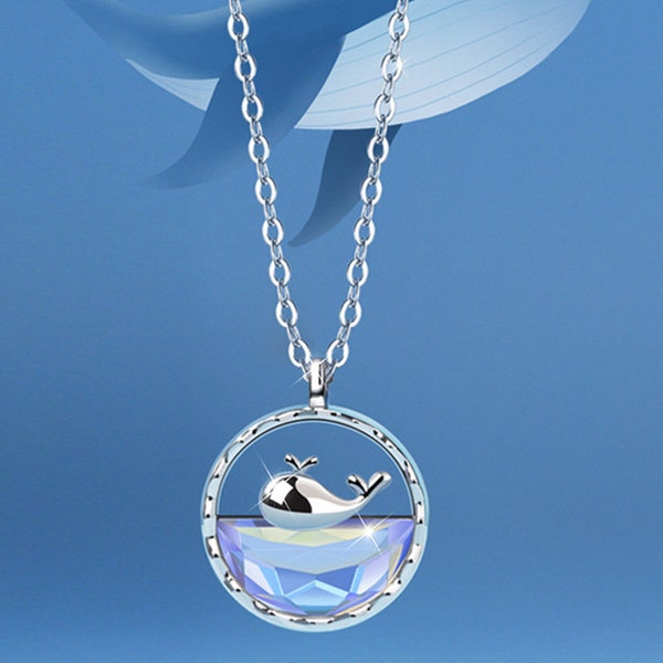 Vintage Style Love Whale Zircon Necklace
