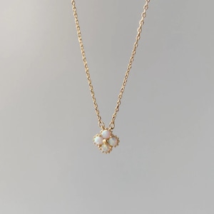 Dainty Opal Clover Necklace Gold Plated, Cute 14K Gold Plated Clover, Vintage Necklace for Women