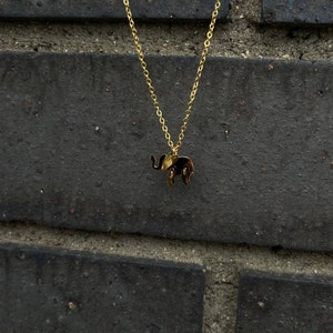 Retro Gold Elephant Necklace, Origami Necklace, Gold Necklace Elephant, 18K Gold Plated Stainless Steel
