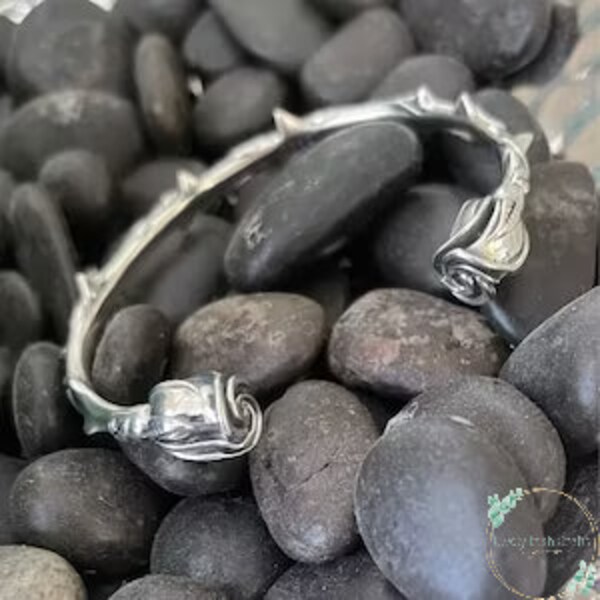 Thorn Bracelet, Silver Rose Bracelet, Light Bangles, Rose Bangles, Silver Bracelet