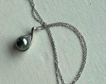 Collier de perles noires de Tahiti, chaîne en argent sterling 925, pendentif perle
