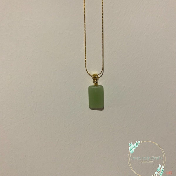 Collier Hetian en jade, chaîne en or 14 carats, collier en jade naturel