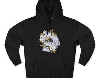 Candy skull hoodie with roses, hoodie, unisex hoodie, gift for him, gift for her, emo vibes