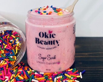 Sugar Rush Pink Birthday Cake Organic Sugar Scrub Body Polish Exfoliating Spa at home gift with Vitamin E oil | Great Gift
