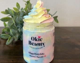 Viral Unicorn Cupcake Whipped Body Butter triple shea mango cocoa butter rich body cream non-greasy hydrating moisturizing | party favor