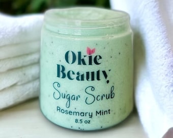 Rosemary Mint Emulsified Organic Sugar Scrub Body Polish Exfoliating Spa at home gift with Vitamin E oil  Aromatherapy | Great Gift
