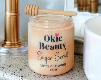 Emulsified Organic Sugar Scrub Body Polish Exfoliating Spa at home gift with Vitamin E oil | oats n honey