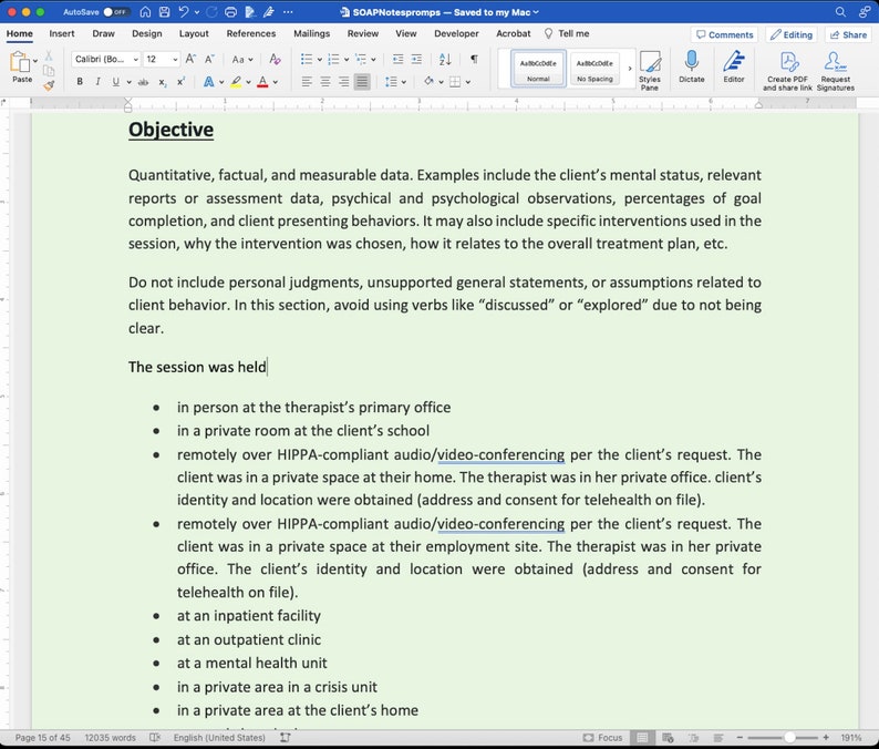 Therapy SOAP Note Template: Prompts for Therapists (45 Pages) - Etsy