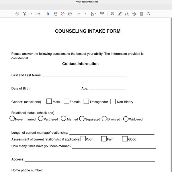 Adult Intake Form - Etsy