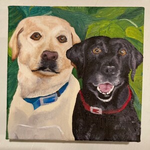 Multiple pet portrait from photo, hand painted pet portrait, pet memorial, painting from photo, custom acrylic pet portrait
