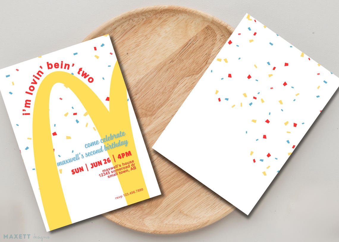 Mcdonalds Birthday Invitation TEMPLATE (digital) - Etsy