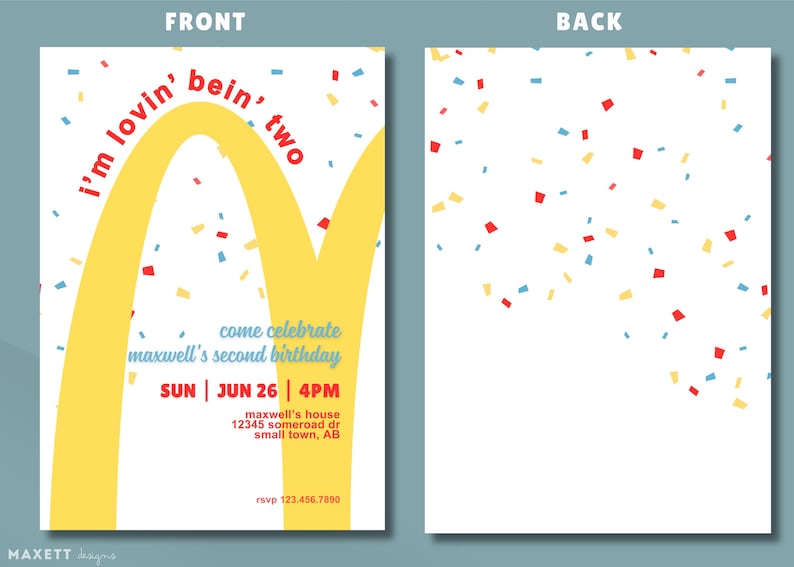 Mcdonalds Birthday Invitation TEMPLATE (digital) - Etsy