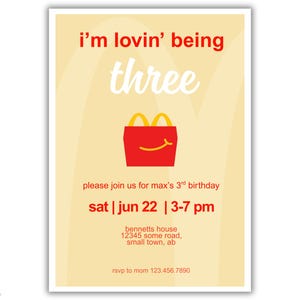 McDonalds Birthday Invitation (yellow) TEMPLATE