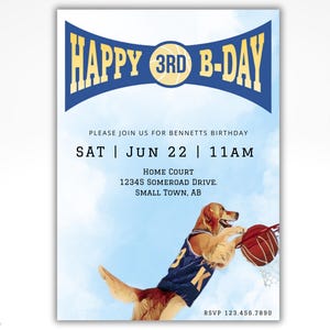 Modèle d'invitation d'anniversaire Air Bud (téléchargement numérique)